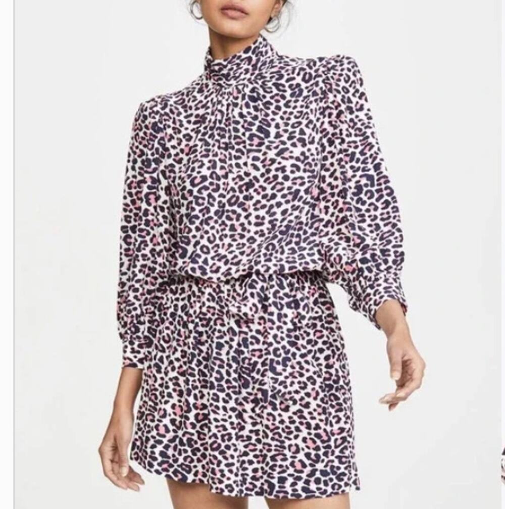 Zadig & Valtair Pink Leopard Mini Dress LARGE Cocktail 80s Edgy Designer $400